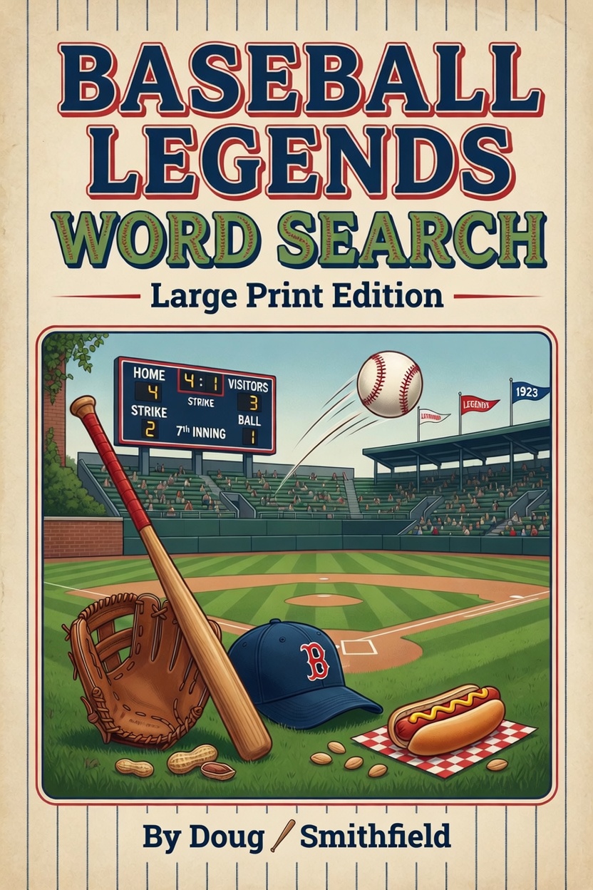 Baseball Legends Word Search cover — Large Print Edition by Worthy Puzzle