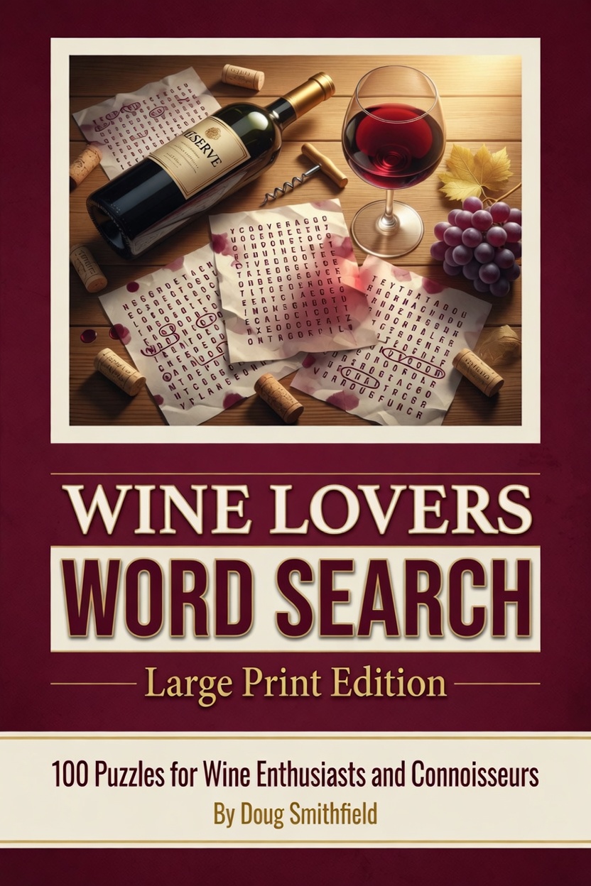 Wine Lovers Word Search cover — Large Print Edition by Worthy Puzzle